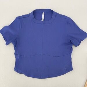 Fabletics Seamed Rib Baby Tee Blue Women's Size Large